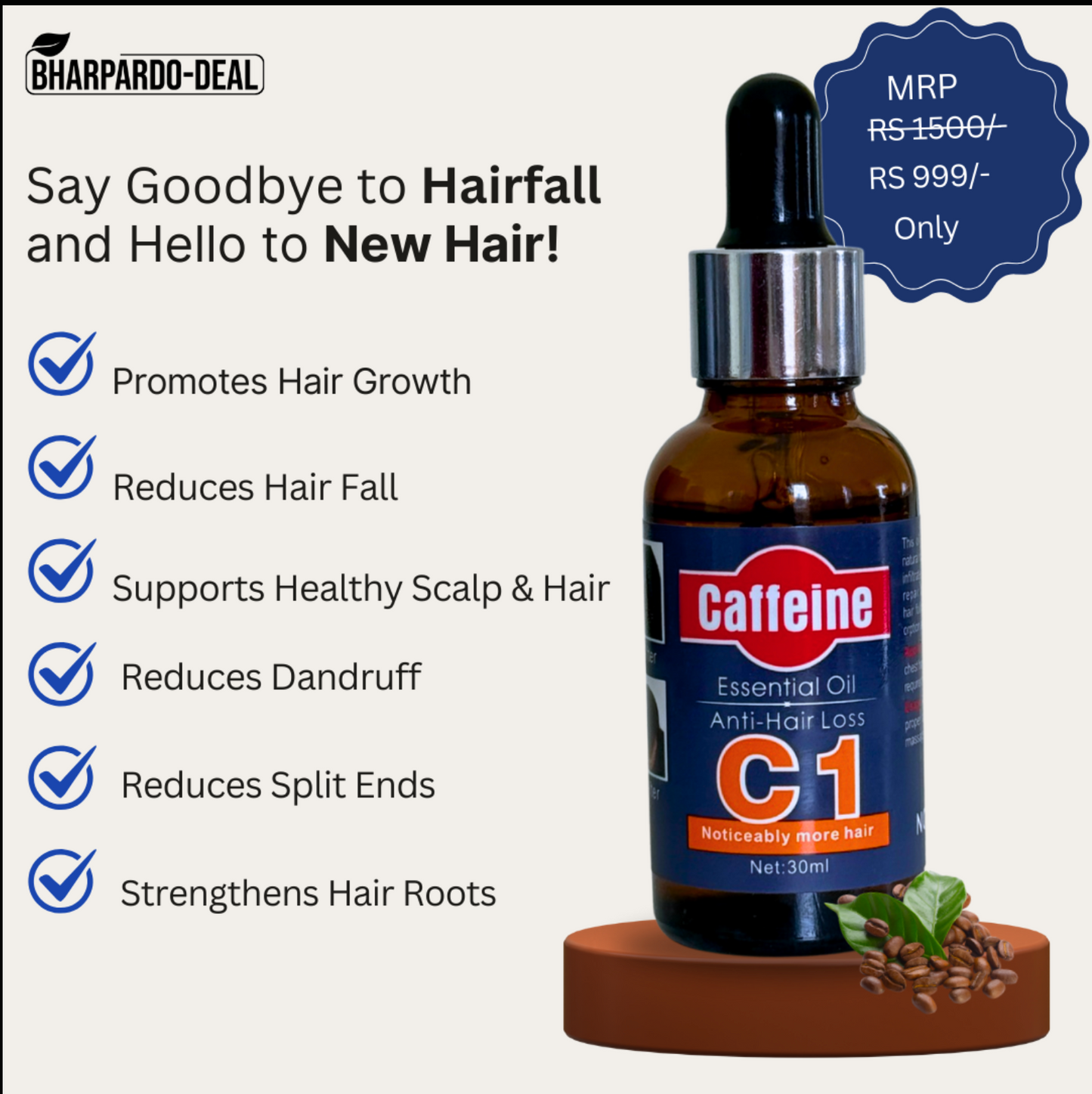 Caffeine Essential Anti Hair Loss Oil- Best for Hair