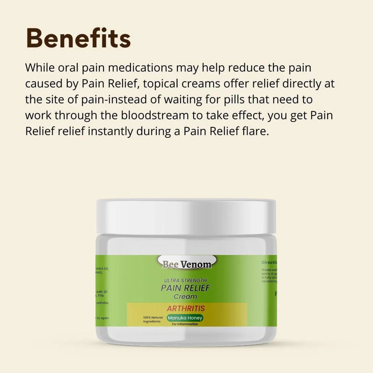 Bee Venom Ultra Strength Pain Relief Cream | Free Delivery